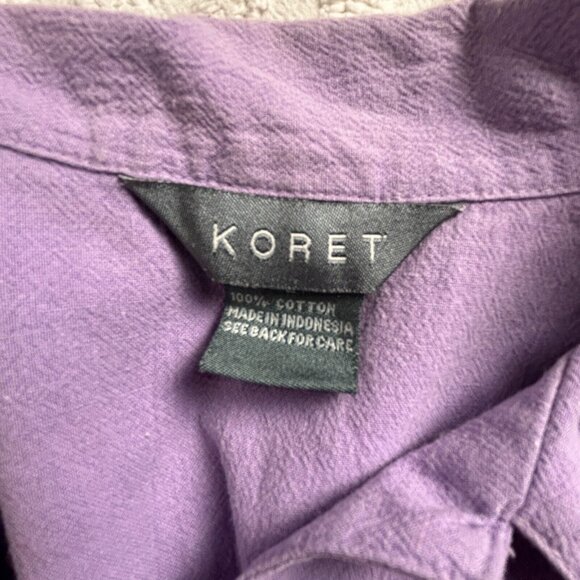 Vintage Koret Hand Printed Button Down Blouse and Pants Set Size Large Purple - Picture 3 of 16